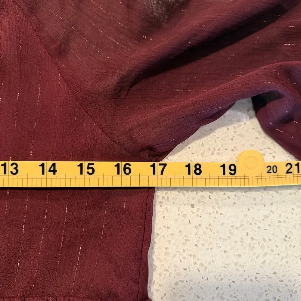 Old Navy Burgundy Long Sleeve Tiered Swing Dress Girls XL Boho Tiered Shimmer